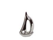 Urban Trends Decorative Ceramic Boat, Small, Silver