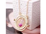 Harry Potter Time Turner 18K Gold Plated Hermione Granger Rotating Spin Necklace Pendant Christmas Gift Idea(Pink)