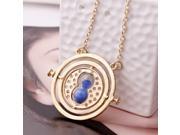 Harry Potter Time Turner 18K Gold Plated Hermione Granger Rotating Spin Necklace Pendant 18k Necklace Christmas Gift Idea(Blue)