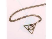 2014 Promotion Hot Sale Geometric Romantic Link Chain Collar Harry Potter Deathly Hallows Triangle Pendant Necklace Plated Movie(Bronze)