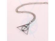 2014 Promotion Hot Sale Geometric Romantic Link Chain Collar Harry Potter Deathly Hallows Triangle Pendant Necklace Plated Movie(Silver)