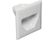 DATACOMM ELECTRONICS 45 0002 WH 2 Gang Recessed Cable Plate White