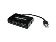 DIAMOND USB303HE 3 Port Superspeed USB 3.0 Hub with 1G Ethernet Port