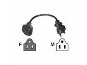 C2G 1FT 18 AWG OUTLET SAVER POWER EXTENSION CORD NEMA 5 15P TO NEMA 5 15R POWER EXTENSION CABLE 1 FT 3137