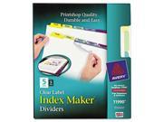 Avery Index Maker Print Apply Clear Label Dividers with Color Tabs AVE11990