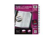 Avery Ready Index Customizable Table of Contents Black White Dividers AVE11126