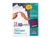 Avery Index Maker Print Apply Clear Label Unpunched Dividers for Binding Systems with White Narrow Tabs AVE11253