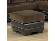 Chocolate Dark Brown Leather Look Ottoman by Monarch