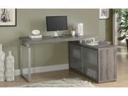 Monarch Specialties Dark Taupe Reclaimed Look L Shaped Desk Frosted Glass I7335