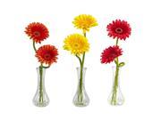 Nearly Natural 1248-A1 RD/OR/YL Gerber Daisy w/Bud Vase