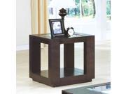 Cappuccino Veneer End Table with Glass Insert