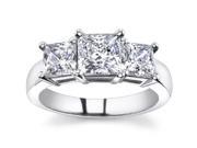 1.95 Ct Ladies Princess Cut Diamond Three Stone Engagement 