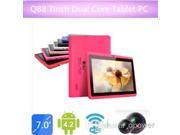 Allwinner A23 7 Inch Android Tablet PC Q88 Dual Core Android 4.2 WIFI 512MB RAM 4GB ROM Dual Camera with Bluetooth Wifi