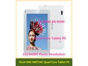 KNC MD716C 7 inch Quad Core Tablet Pc Android 4.1 Quad Core 1GB RAM 8GB ROM Actions ATM7029 1.50GHz 1024X600 Pixels Dual Camera Android Tablet 7 +8GB CARD