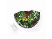 Stained Glass Half Moon Rain Forest Sconce indoor only