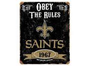 Party Animal Saints Vintage Metal Sign 1 Each Obey The Rules Print Message 11.5 Width x 14.5 Height Rectangular Shape Heavy Duty Embossed Lettering