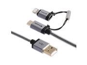 Verbatim Sync Charge microUSB Cable with Lightning Adapter 47 Inch Braided Black 99217