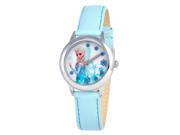 Disney Frozen Snow Queen Elsa Stainless Steel Watch with Light Blue Leather