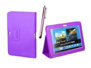 Kit Me Out US PU Leather Book Case + Pink Resistive / Capacitive Stylus Pen for Samsung Galaxy Note 10.1 Tablet (10.1 Inch) - Purple Luxury Multi Function