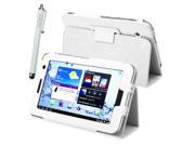Kit Me Out US PU Leather Book Case + White Resistive / Capacitive Stylus Pen for Samsung Galaxy Tab 2 (7 Inch 7.0) P3100 / P3110 Tablet - White Luxury Multi F