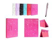 Kit Me Out US PU Leather Book Case + Pink Resistive / Capacitive Stylus Pen for Amazon Kindle Fire HDX 7 Tablet (7 Inch) - Hot Pink Sparking Glitter Diamond D