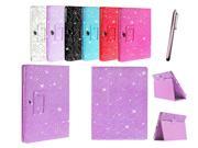Kit Me Out US PU Leather Book Case + Pink Resistive / Capacitive Stylus Pen for Samsung Galaxy Tab 2 10.1 Tablet P5100 / P5110 - Light Purple / Lilac Sparking G
