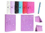 Kit Me Out US PU Leather Book Case + Blue Resistive / Capacitive Stylus Pen for Samsung Galaxy Tab 2 10.1 Tablet P5100 / P5110 - Light Purple / Lilac Sparking G