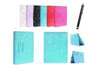 Kit Me Out US PU Leather Book Case + Black Resistive / Capacitive Stylus Pen for Asus Google Nexus 7 (7 Inch 7.0) Tablet - Light Blue Sparking Glitter Diamond