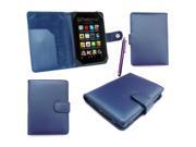 Kit Me Out US PU Leather Book Case + Purple Resistive / Capacitive Stylus Pen for Amazon Kindle Fire HD 7 Inch Tablet - Blue