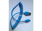 2 PACK COILED BLUE Color USB Cable 2.0 Type A Male to Micro B 5 pin Male for HTC Samsung LG