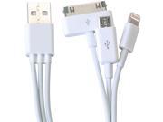 3 in 1 USB Sync Charge Cable for Apple Android Devices Micro USB Apple 30 Pin Lightning 8 Pin