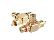 Copper Audio RCA Splitter 1 Pair Right Angle Phono Adaptor Plugs Male to Female