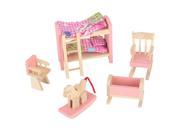A Set of cute Wooden Bedroom for decorating dollhouse for kids Child toys