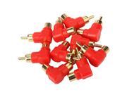 10 x RCA Male to Female Connector Plug Gold plated Contacts Red