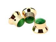 3pcs Replacement Golden Hat Knobs Green Glass Head for Electric Guitar Bass