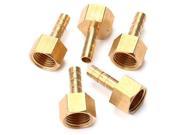 5 Pcs 1 4 BSPP Connection Female Pipe Brass Adapter Coupler 1.18 inch Length