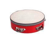 6 Red Hand Drum Educational Toy Musical Sheepskin Tambourine Beat Instrument