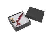 Retro Silvery Stainless Steel Turkey Feather Quill Pen Ink Bottle Set Burgundy