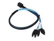 0.5m Blue and Black SAS SFF 8643 to 4 SATA Cable 7P