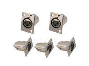 5pcs XLR 3pin Metal Female Jack Panel Mount Chassis PCB Socket Connector Silver