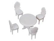 White 1 20 Dollhouse Miniature Furniture Round Dining Room Table 4 Chairs Set