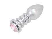 Female Male Plug Silver Metal Spiral Anal Butt Pink Crystal Jewelry Sexy Stopper