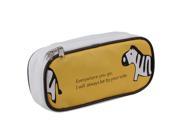 Cute Cartoon Animal Pattern PU Leather Zipper Pencil Case Cosmetic Bag Yellow