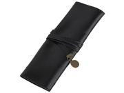 Retro Vintage Black PU Leather Wrap Roll Up Pen Pencil Cosmetic Case Pouch