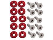 10 x Red JDM Aluminum Alloy Bumper Engine Dress Up Washers Kit With M6 Bolts