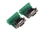 2 x DB9 M1 Female 9Pin Breakout To PCB Board Terminals Connectors Screw Nut