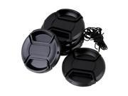 5 x 55mm Snap On Front Camera Lens Cap Keeper Cover Center Pinch With Strap