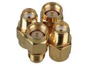 4 Pieces 16x10mm Yellow Copper SMA JK RF Coaxial Connector Male to Female Head