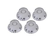 4x White Volume Tone Bell Hat Knob Black Number 6mm Dia Hole for Electric Guitar