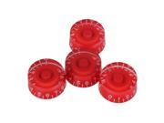 BQLZR 4x Top Hat Red Transparent Volume Tone Speed Control Knob for Electric Guitar